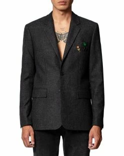 Zadig & Voltaire Valfried Stripe Pins Wool-Blend Veste Coat Men Sportcoats & Blazers