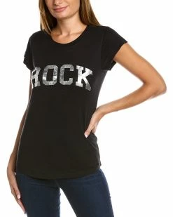 Zadig & Voltaire Silver Cracked Foil T-Shirt Women Sweaters & Knits