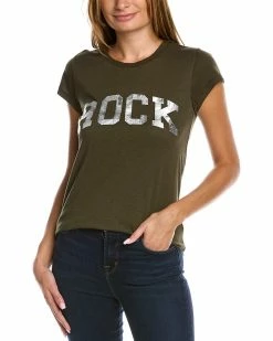 Zadig & Voltaire Silver Cracked Foil T-Shirt Women Sweaters & Knits